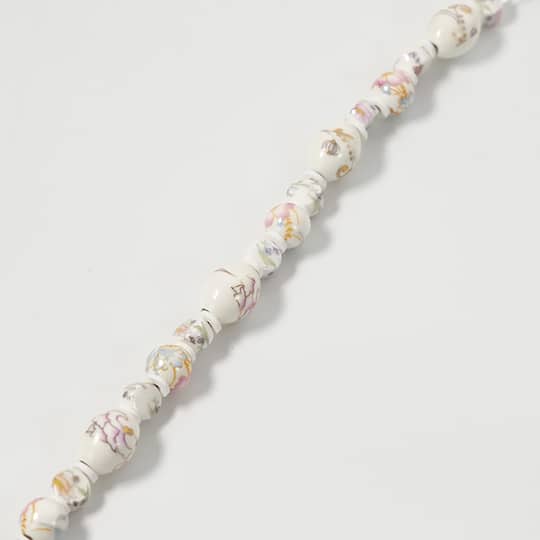 Jesse James Beads White & Pink Floral Ceramic Bead Mix